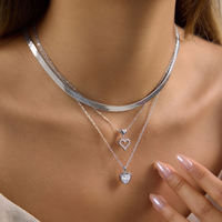 Collier pendentif double cœur en acier inoxydable BinShuo avec chaîne à perles, bijoux romantiques pour femmes, cadeau