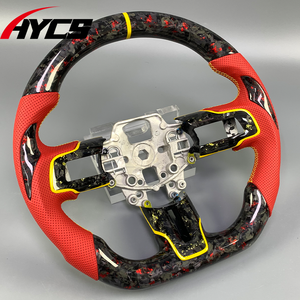 Volant en fibre de carbone forgé pour Ford Mustang 2015-2023 Cuir perforé LED RPM - Product Image 4
