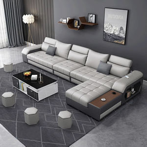 モダンラグジュアリー L字型 U字型 セクショナルソファ カウチベッドセット 家具 リビングルーム ラウンジ ソファ カウチ ファブリック 家庭用 販売 - Product Image 5