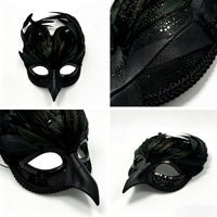 Masque de mascarade DIY en PVC noir à demi-visage avec bec d'oiseau, thème fantaisie européen et américain pour fêtes et festivals