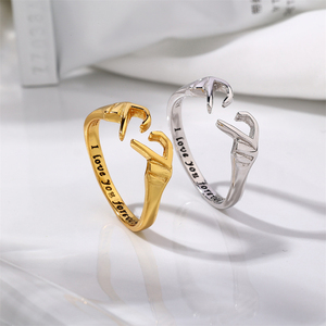 Anello Aperto Regolabile con Gesto della Mano 3D a Forma di Cuore, Regalo Romantico per San Valentino, <span class=keywords><strong>Amore</strong></span> Eterno, Abbraccio Infinito, Anello per Coppie - Product Image 5