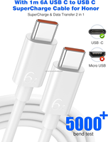 Chargeur Rapide EU 100W SuperCharge Type-C pour Huawei Honor 200 Pro 200 Lite Magic7 6 5 4 3 Lite, Chargeur PD USB-C 100W avec Câble USB-C