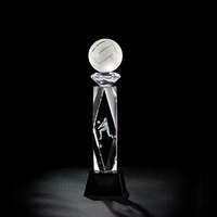 Trophée sportif personnalisé en cristal, série multisports, billard, golf, tennis, volley-ball, baseball, coupe de récompense avec base noire
