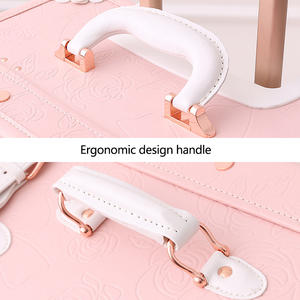 (양각 핑크 26 "+ 20" + 12 ") 3 피스 빈티지 콤비네이션 가방 세트 하드 쉘 레트로 여행 트렁크 수하물 기차 가방 - Product Image 3