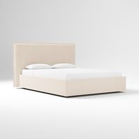 Lit double moderne de luxe léger en bois massif avec plateforme de rangement, tête de lit rectangulaire et couleur personnalisable