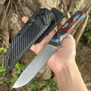 <span class=keywords><strong>Couteau</strong></span> de camping à lame fixe en acier D2 avec poignée G10 à motif imprimé couleur doigt, <span class=keywords><strong>couteau</strong></span> de sauvetage, <span class=keywords><strong>couteau</strong></span> de chasse, <span class=keywords><strong>couteau</strong></span> d'autodéfense avec étui - Product Image 2