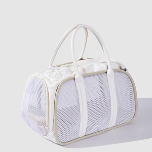 In Stock Large Capacity Fashionable Portable Handbag Pure White PU Cat and <b>Dog</b> Backpack Wholesale Pet Carriers for Outings - Product Image 1