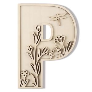 New Design 3D <b>Flowered</b> Layered Wooden Crafts Painting Capital Letters Sign Home <b>Wall</b> Decoration - Product Image 4