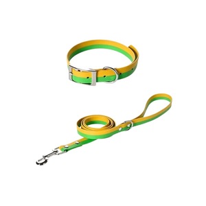 PVC <b>Pet</b> <b>Collar</b> <b>Leash</b> Set Waterproof Fashion Outdoor Dog Walking Accessory Two Tone Color Design - Product Image 2