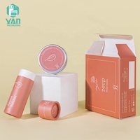 Pot cosmétique rond en aluminium argenté de luxe YAN Packaging, vide, 15g, pour crème pour les yeux, avec tube en papier et boîte en papier personnalisés pour rouge à lèvres orange