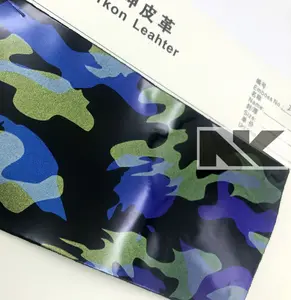 P268 Synthetisch Leer Camo Lamineren Pu Kunstleer Blauw-Groene Cuero Voor Tassen, Schoenen, Riemen, bandjes, Sofa