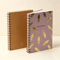 Carnet à spirales personnalisé à couverture rigide, motif estampé à chaud doré, format personnalisé pour notes