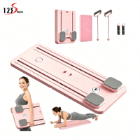 Équipement d'Exercice Portable 4 en 1 Rose pour Gym à Domicile, Planche de Pompes et Planche de Pilates Pliable