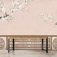 Papier peint mural style néo-chinois à motifs floraux et oiseaux, fleurs de prunier, pour fond de télévision, chambre à coucher, tissu mural