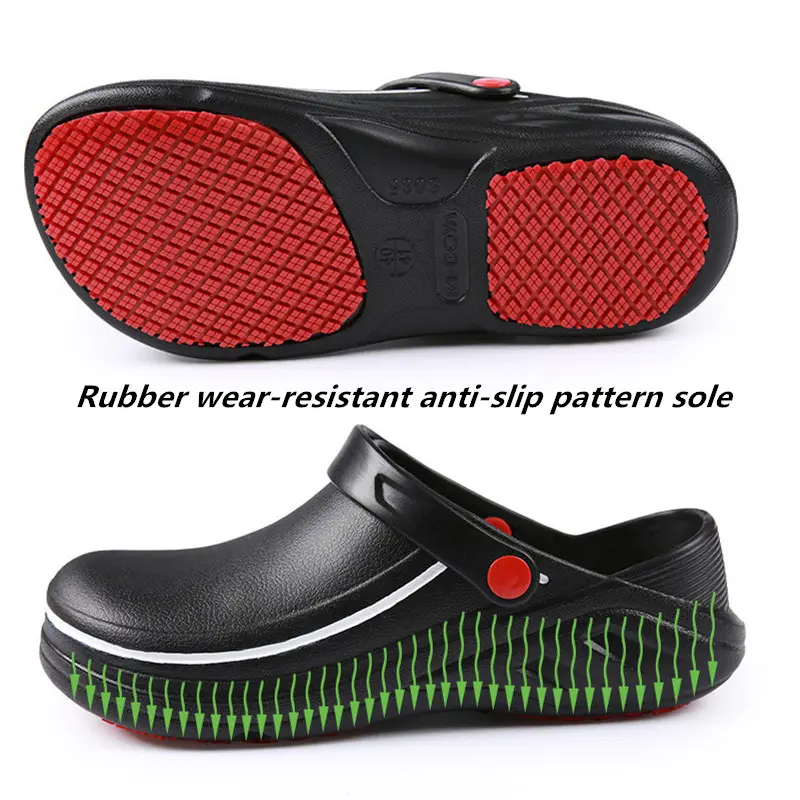 Nero anti-slip resistenza all'olio morbido EVA leggero alla moda non sicurezza cucina scarpe da cuoco per gli uomini senza pizzo