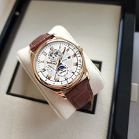 Montre de luxe pour homme, bracelet en cuir, étanche, mouvement à quartz, luminescente, sport, date, boîtier en alliage de 45 mm, cadran en verre