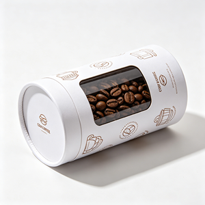 Custom Coffee Bean Cylinder Paper <b>Box</b> With Clear <b>Display</b> Window Custom Logo Kraft Tube For Coffee Bean Retail Gift Packaging - Product Image 3