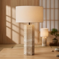 Lampe de table LED avec abat-jour en tissu à base de pierre de soda pour la maison