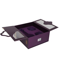 Boîtes rigides personnalisées de luxe, emballage de vin à double porte, laminage mat, fermeture magnétique, poignée, logo de marque personnalisé