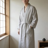 Peignoir personnalisé en chanvre 100% doux et respirant pour le printemps et l'été, idéal pour la maison