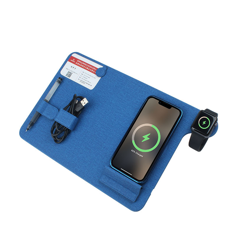 15W Multifunctional Magnetic <strong>Wireless</strong> <strong>Charging</strong> <strong>Desk</strong> Organizer Foldable PU <strong>Mat</strong> Puck with Pen Holder Charger for iPhone for Iwatch