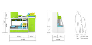Lit superposé pour enfants en <span class=keywords><strong>bois</strong></span> moderne avec double échelle et tiroirs, idéal pour les appartements, les chambres à coucher et les écoles, vert Tomyniki Nobel, vente en gros d'usine - Product Image 6
