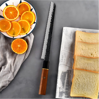 Couteau à pain de chef de cuisine professionnel de qualité supérieure de 10 pouces, en acier Damas 9Cr, avec manche en bois d'ébène