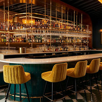 Comptoir de bar en bois moderne personnalisé pour boîte de nuit avec éclairage LED, table centrale, comptoir de service commercial pour buffet