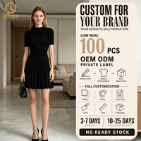 Robe Courte Plissée Blanche à Col Rond pour Femme, Élégante et Décontractée, en Polyester et Coton, Fabrication OEM, Vente en Gros Personnalisée