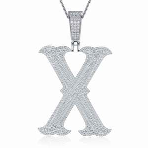Collier Pendentif Lettre <span class=keywords><strong>V</strong></span> en Moissanite VVS, Argent 925 Plaqué Platine, Bijoux Hip Hop Personnalisés avec Nom, Vente en Gros Usine - Product Image 4