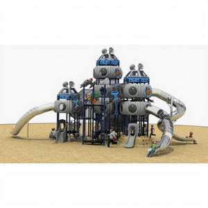 Équipement de <span class=keywords><strong>parc</strong></span> d'attractions extérieur pour enfants sur le thème des vaisseaux spatiaux, toboggans pour maternelle, structure de jeux personnalisée - Product Image 2
