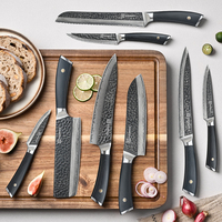 Ensemble de 8 couteaux de cuisine en acier Damas VG10 avec manches en bois Pakka, ensemble de couteaux de chef professionnels