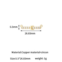Conectores de Joyería al por Mayor para DIY, Colgante de Letra con Doble Círculo de Circonita, Dije de Letra Inglesa de 14k para Collar y Pulsera