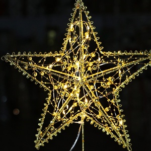 Bintang Puncak Pohon Natal 2026 Besi Tempa Bercahaya Pentagram Seni Modern Eropa-Amerika Dekorasi Natal Hadiah - Product Image 2