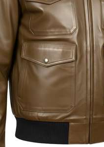 Chaqueta de Piloto de Cuero Genuino Premium para Hombre con Cuello de Piel y Bolsillos Utilitarios - Product Image 4