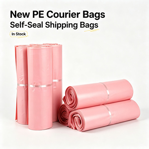 Sac d'emballage express auto-adhésif en LDPE, résistant, avec fermeture hermétique, couleur rose, avec logo. - Product Image 1