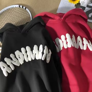 Cao Cấp Chất Lượng Cao Logo Dập Nổi Áo Len Tùy Chỉnh Quá Khổ Hodie 3D In Ấn Emboss Trắng Áo Cho Nam Giới - Product Image 1