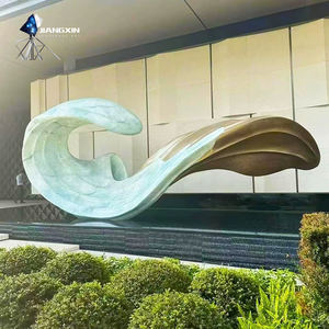 Sculptures décoratives d'extérieur écologiques inspirées des vagues abstraites modernes, moulées avec précision, magnifiques, fluides, <span class=keywords><strong>en</strong></span> résine de dessin animé anime - Product Image 1
