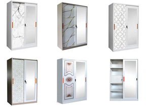 Armoire coulissante en acier pour chambre à coucher, 2 portes, armoire en métal - Product Image 6