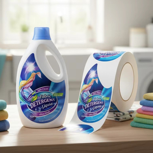Étiquettes autocollantes en rouleau Bopp personnalisées, imprimées en couleur, imperméables, pour les bouteilles de détergent à lessive liquide - Product Image 1