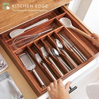 Organisateur de tiroir pour couverts, réglable, extensible, portable, séparateurs de tiroir en acacia |   Accessoires de cuisine de qualité professionnelle, conformes aux normes alimentaires