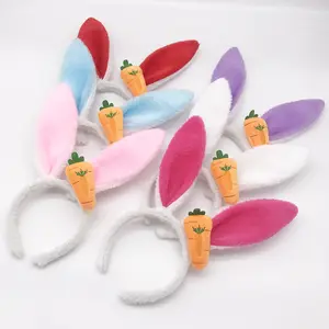 2024 New Carrot Bunny Ears Headband Party Decoration Kids Easter Bunny Headband Wholesale