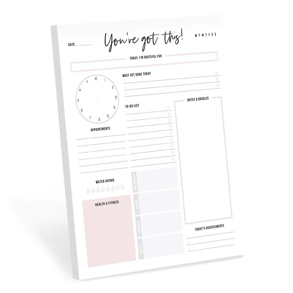 Wholesale Hot Sale Custom Daily To Do List Planner Notepad with Logo Printed 6"X9" 8"X11" Tear off Memo Note Pad