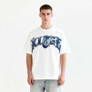 T-shirt Streetwear 2026 à motif lettres 3D en silicone, coupe oversize à épaules tombantes, 100% Polyester, col rond, style décontracté, coupe courte - Product Image 3