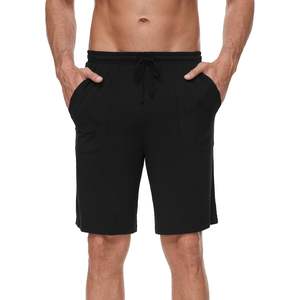 Pantalones Cortos de Pijama Personalizados para Hombre, de Viscosa de Bambú, Tejido Suave, Pantalones Cortos de Dormir de Verano, Talla Extra Grande, Negros - Product Image 3