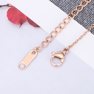 <b>Titanium</b> Steel 18K Gold Letter Clavicle Necklace With Double Ring Design For Unisex Fashion Jewelry - Product Image 1