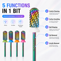 Série complète de forets à ongles en carbure de tungstène 5 en 1 en acier inoxydable pour équipement de nail art et vernis gel