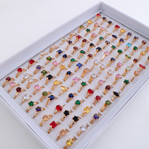 2024 Wholesale Vintage Alloy Candy Color Rhinestone <strong>Rings</strong> Gold Plated Colorful Inlaid Artificial Diamond for Women - Product Image 5