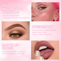 Palette de maquillage tout-en-un multi-couleurs (24 couleurs) au design livre pliable, avec fard à joues, correcteur et brillant à lèvres