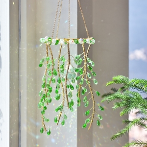 Carillon éolien en pierre brute de cristal naturel, ornement suspendu, attrape-soleil en branche de saule, décoration moderne pour jardin et fenêtre de Noël - Product Image 1